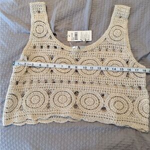 Crochet Cropped Tank Top Natural - NWT - Medium